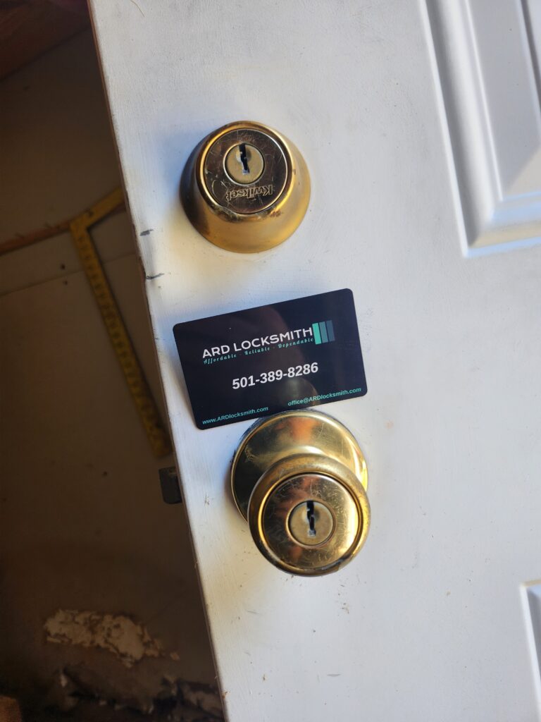 Residential locksmith deadbolt lock installation in Little Rock