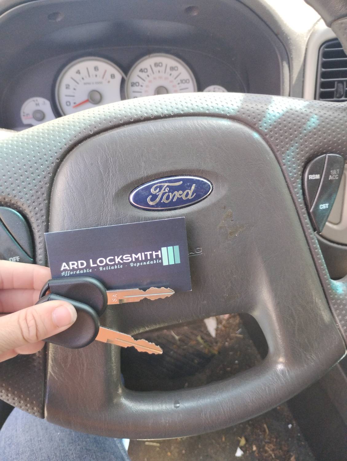 Two newly cut Ford Escape transponder keys after locksmith service