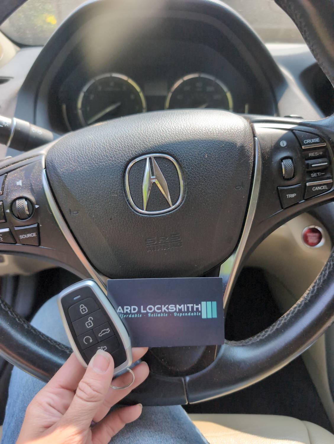 Acura TLX smart key and ARD Locksmith card documented after programming