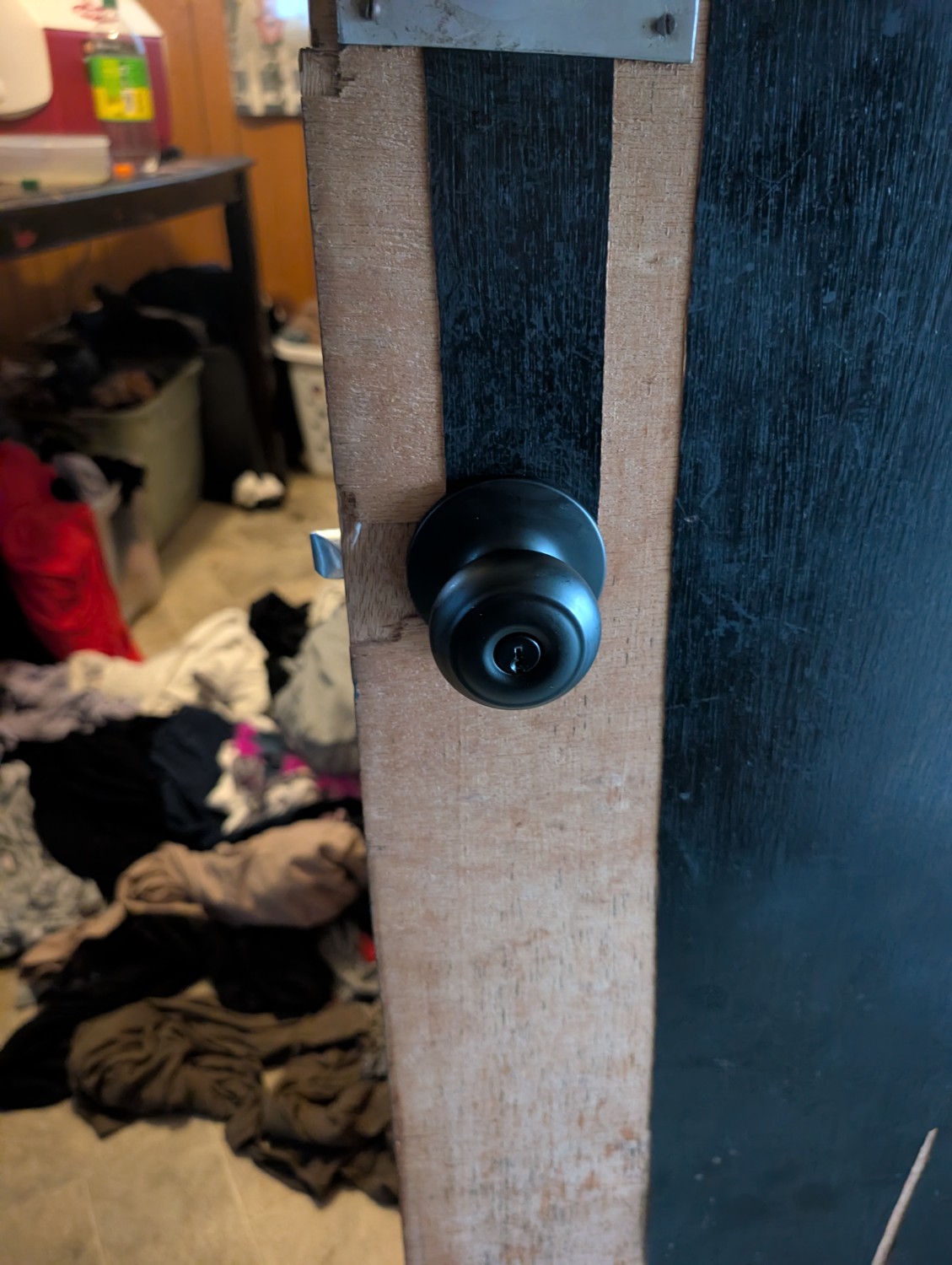 Door lock hardware documented after broken-key extraction and lock service