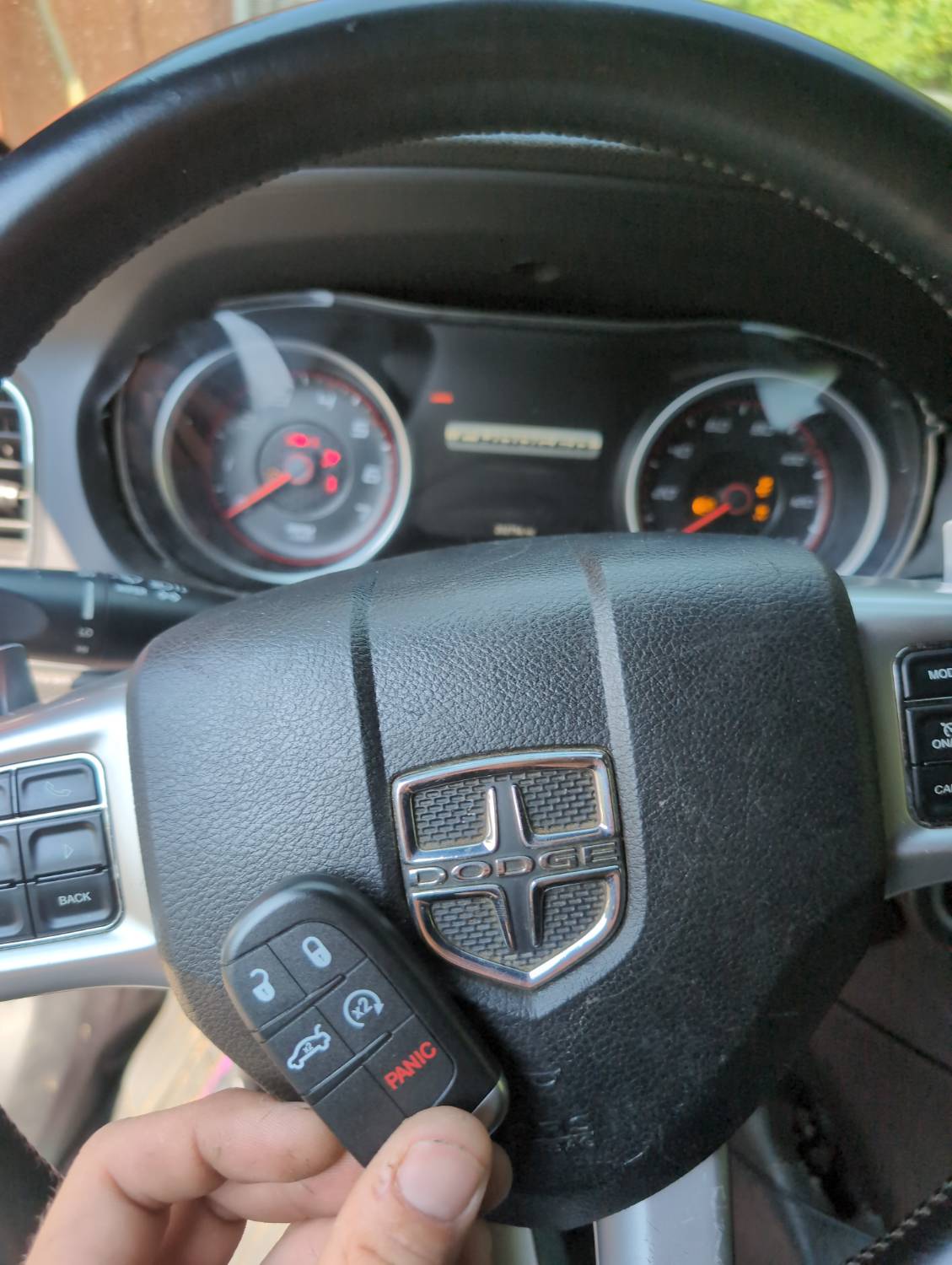 Completed Dodge Charger smart key documented inside the vehicle