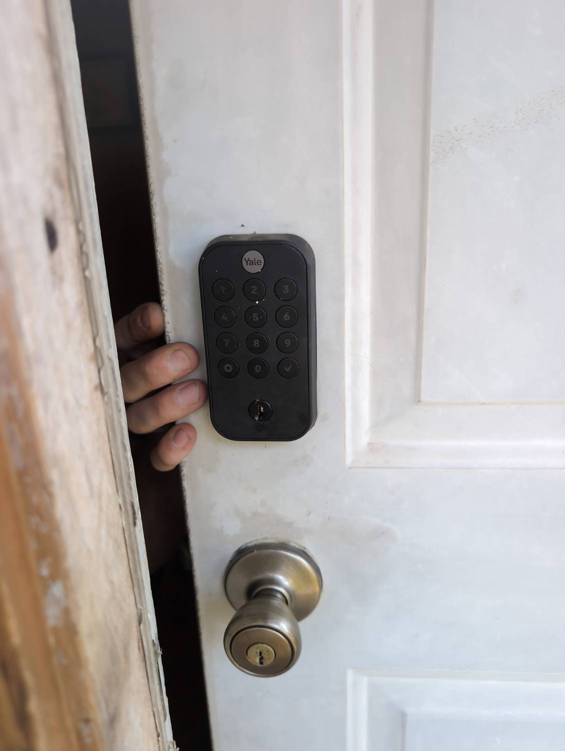 Yale keypad deadbolt on a residential door